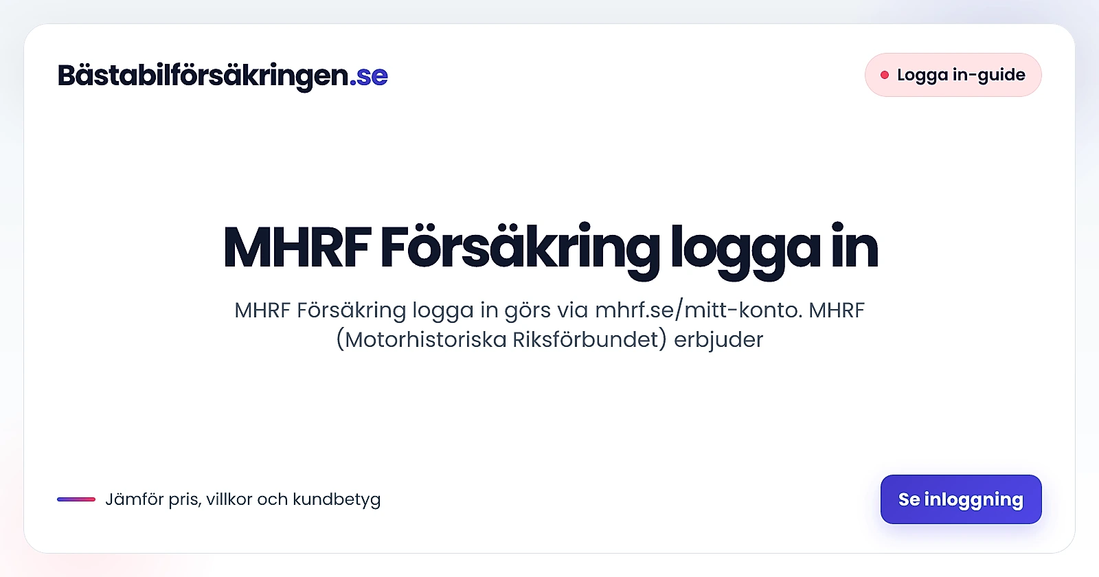 MHRF Försäkring logga in