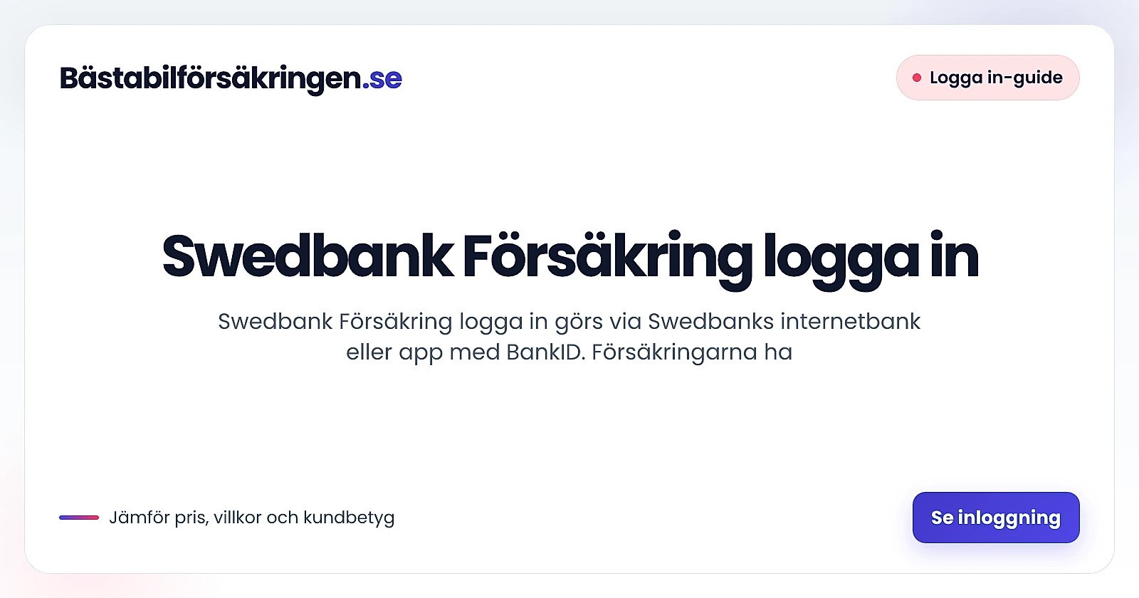 Swedbank Försäkring logga in